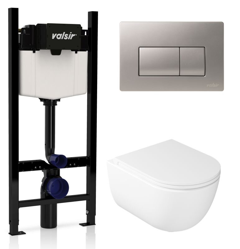 Изображение товара Инсталляция Valsir с безободковым унитазом Galassia Dream 7334, сиденье 7330 в комплекте, клавиша хром матовый