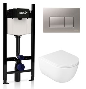 Изображение товара Инсталляция Valsir с безободковым унитазом Galassia Dream 7334, сиденье 7330 в комплекте, клавиша хром матовый