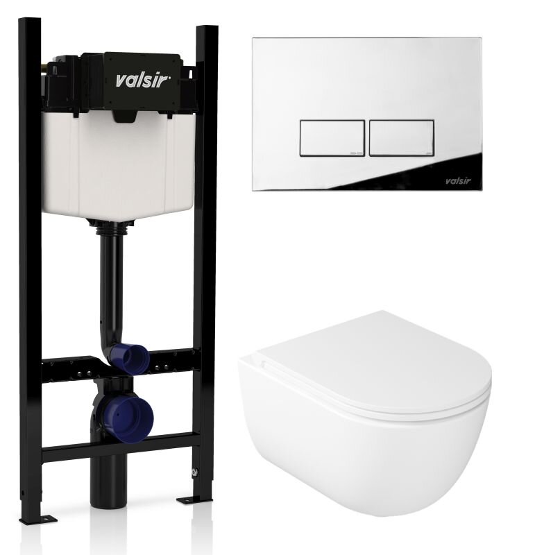 Изображение товара Инсталляция Valsir с безободковым унитазом Galassia Dream 7334, сиденье 7330 в комплекте, клавиша P3 хром