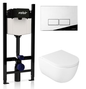 Изображение товара Инсталляция Valsir с безободковым унитазом Galassia Dream 7334, сиденье 7330 в комплекте, клавиша P3 хром