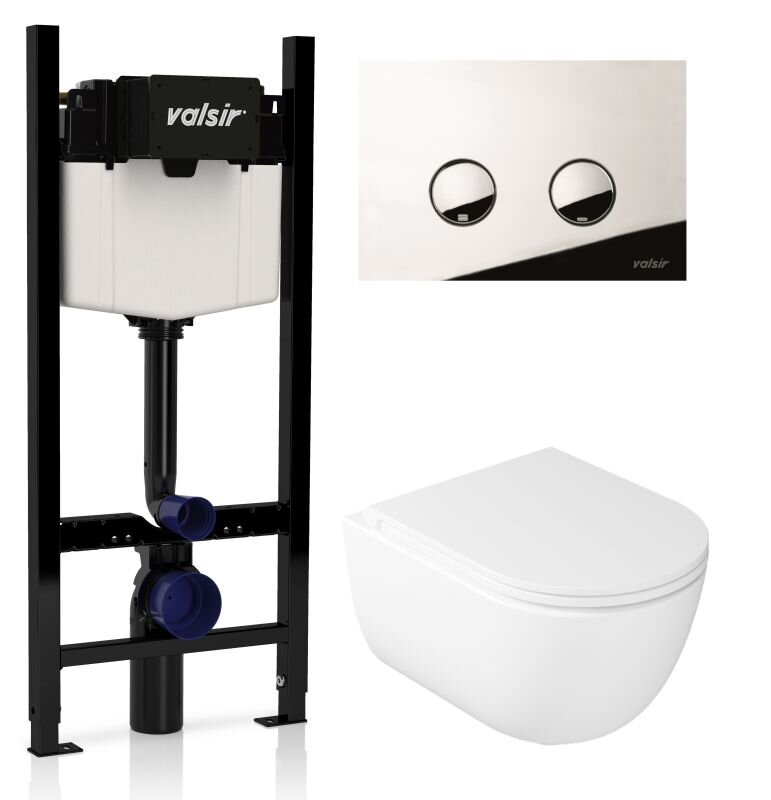 Изображение товара Инсталляция Valsir с безободковым унитазом Galassia Dream 7334, сиденье 7330 в комплекте, клавиша P4 хром