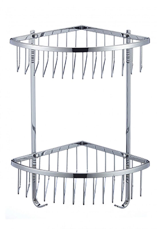 Изображение товара Полка Savol двойная решетчатая угловая латунь хром модель S-002554