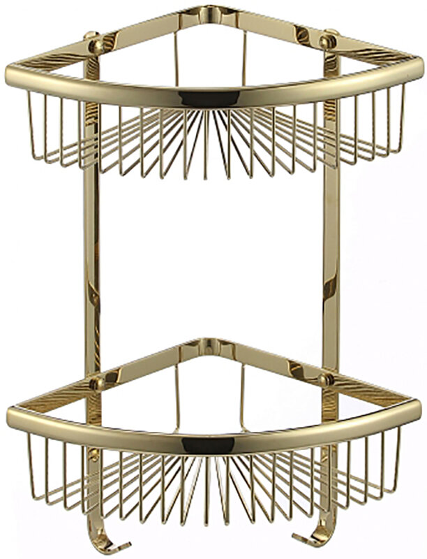 Изображение товара ПолкаSavol двойная решетчатая угловая из латуни золото S-B5854-2