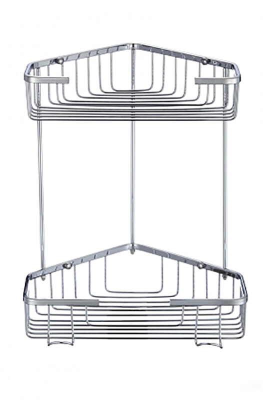 Изображение товара Полка Savol решетчатая двойная хром угловая с крючками