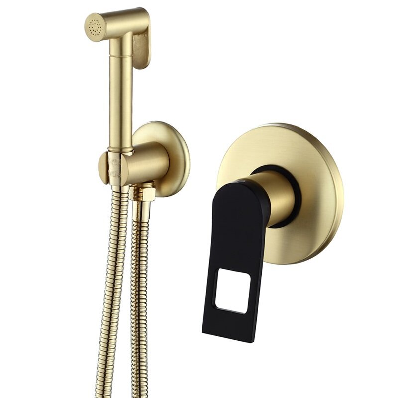 Изображение товара Гигиенический душ Bronze de Luxe Element EL28GB, со смесителем, матовое золото/черный матовый
