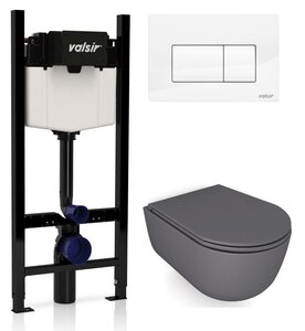 Изображение товара Инсталляция Valsir с безободковым унитазом Galassia Dream 7334GM, сиденье 7330GM в комплекте, клавиша белый глянцевый