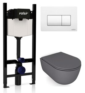 Изображение товара Инсталляция Valsir с безободковым унитазом Galassia Dream 7334GM, сиденье 7330GM в комплекте, клавиша белый матовый