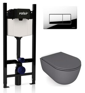 Изображение товара Инсталляция Valsir с безободковым унитазом Galassia Dream 7334GM, сиденье 7330GM в комплекте, клавиша хром
