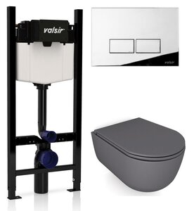 Изображение товара Инсталляция Valsir с безободковым унитазом Galassia Dream 7334GM, сиденье 7330GM в комплекте, клавиша P3 хром