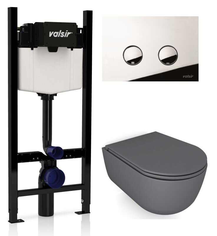 Изображение товара Инсталляция Valsir с безободковым унитазом Galassia Dream 7334GM, сиденье 7330GM, клавиша P4 хром