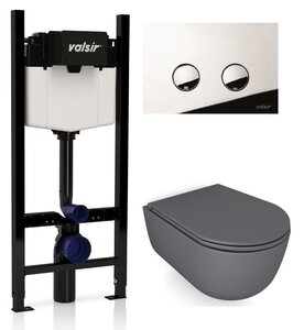 Изображение товара Инсталляция Valsir с безободковым унитазом Galassia Dream 7334GM, сиденье 7330GM в комплекте, клавиша P4 хром