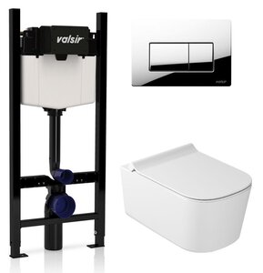 Изображение товара Инсталляция Valsir с безободковым унитазом Galassia MEG11PRO 5486, сиденье 5478 в комплекте, клавиша хром