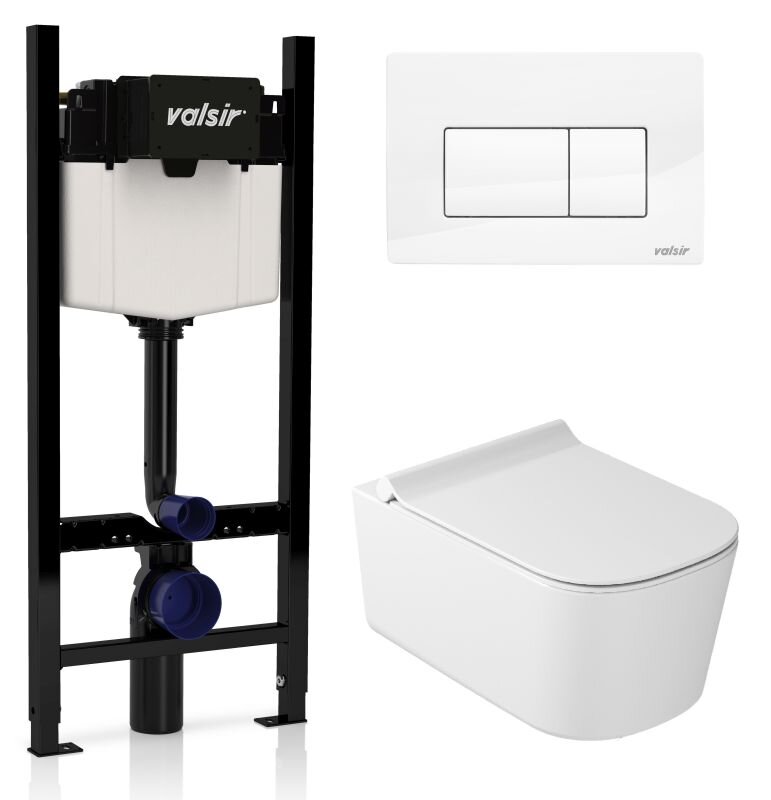 Изображение товара Инсталляция Valsir с безободковым унитазом Galassia MEG11PRO 5486, сиденье, клавиша белый глянцевый