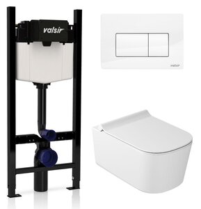 Изображение товара Инсталляция Valsir с безободковым унитазом Galassia MEG11PRO 5486, сиденье, клавиша белый глянцевый