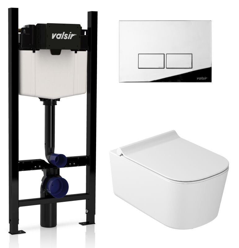 Изображение товара Инсталляция Valsir с безободковым унитазом Galassia MEG11PRO 5486, сиденье, клавиша P3 хром