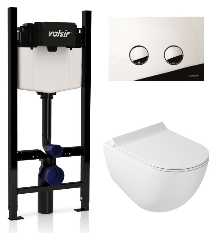 Изображение товара Унитаз безободковый Dream 7317 от Valsir с инсталляцией и сиденьем 7315