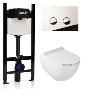 Изображение товара Инсталляция Valsir с безободковым унитазом Galassia Dream 7317, сиденье 7315 в комплекте, клавиша P4 хром