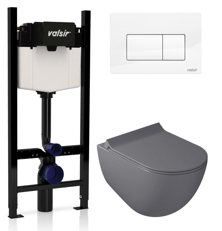 Изображение товара Инсталляция Valsir с безободковым унитазом Dream 7317GM, металл и фарфор, белый глянец