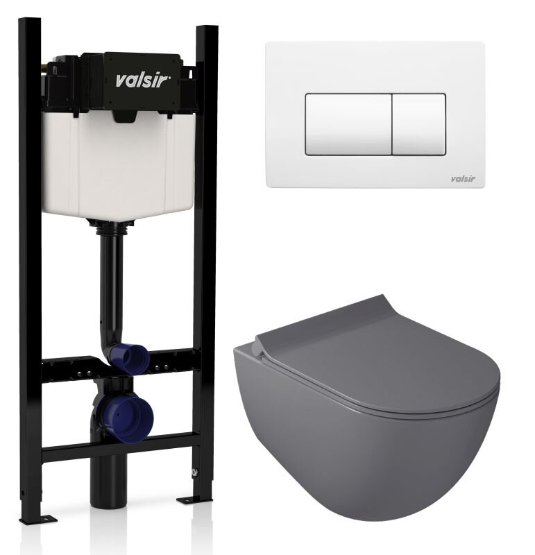 Изображение товара Инсталляция Valsir с безободковым унитазом Dream 7317GM и сиденьем 7314GM, белый матовый