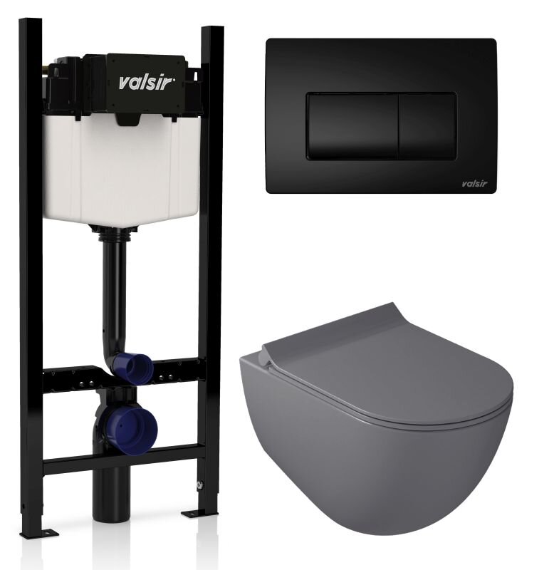 Изображение товара Инсталляция Valsir с безободковым унитазом Galassia Dream 7317GM, черная клавиша, сиденье