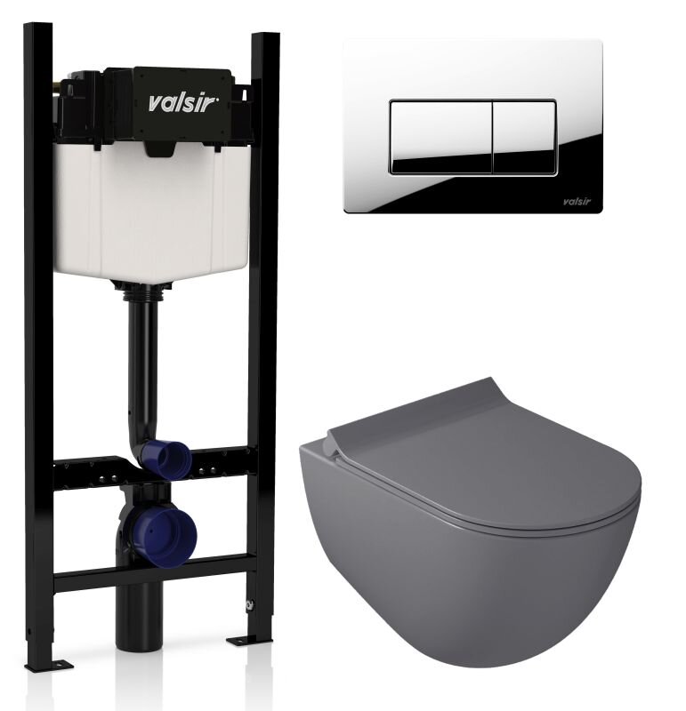 Изображение товара Valsir Dream 7317GM: инсталляция 4в1, подвесной безободковый унитаз