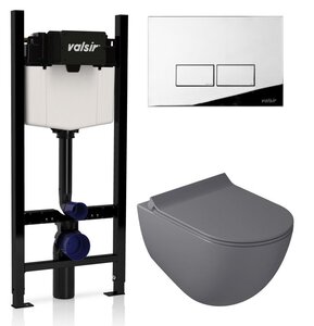 Изображение товара Инсталляция Valsir с безободковым унитазом Galassia Dream 7317GM, сиденье 7314GM в комплекте, клавиша P3 хром