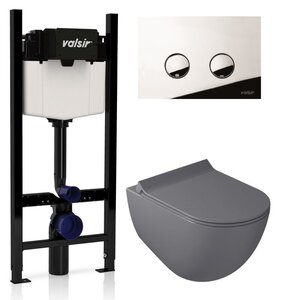 Изображение товара Инсталляция Valsir с безободковым унитазом Galassia Dream 7317GM, сиденье 7314GM в комплекте, клавиша P4 хром