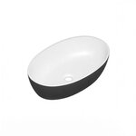 Раковина Radostone Rosina RROS19005 58 х 37 см, накладная, материал Stone Surface, внутри белый матовый, снаружи черный матовое - фото 1