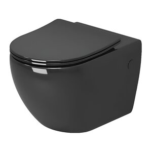 Изображение товара Унитаз подвесной Grossman, безободковый, крышка тонкая микролифт, черный, GR-4411blackS