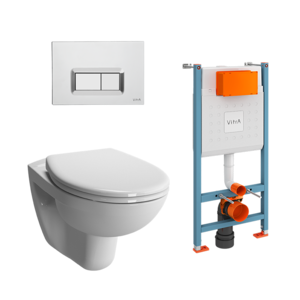 Изображение товара Инсталляция с унитазом Vitra Normus 9773B003-7200, крышка стандарт, клавиша хром глянцевый