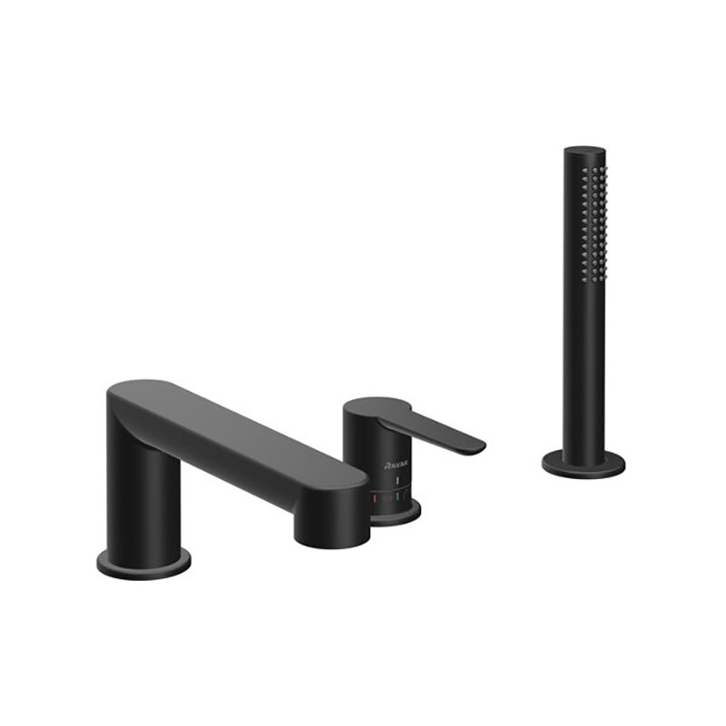 Изображение товара Смеситель для ванны Ravak Puri X070186 Black с тремя отверстиями и механизмом 40 мм