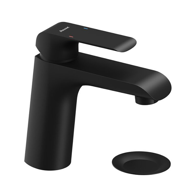 Изображение товара Смеситель для раковины Ravak Flat Black, с донным клапаном/без донного клапана, цвет черный матовый