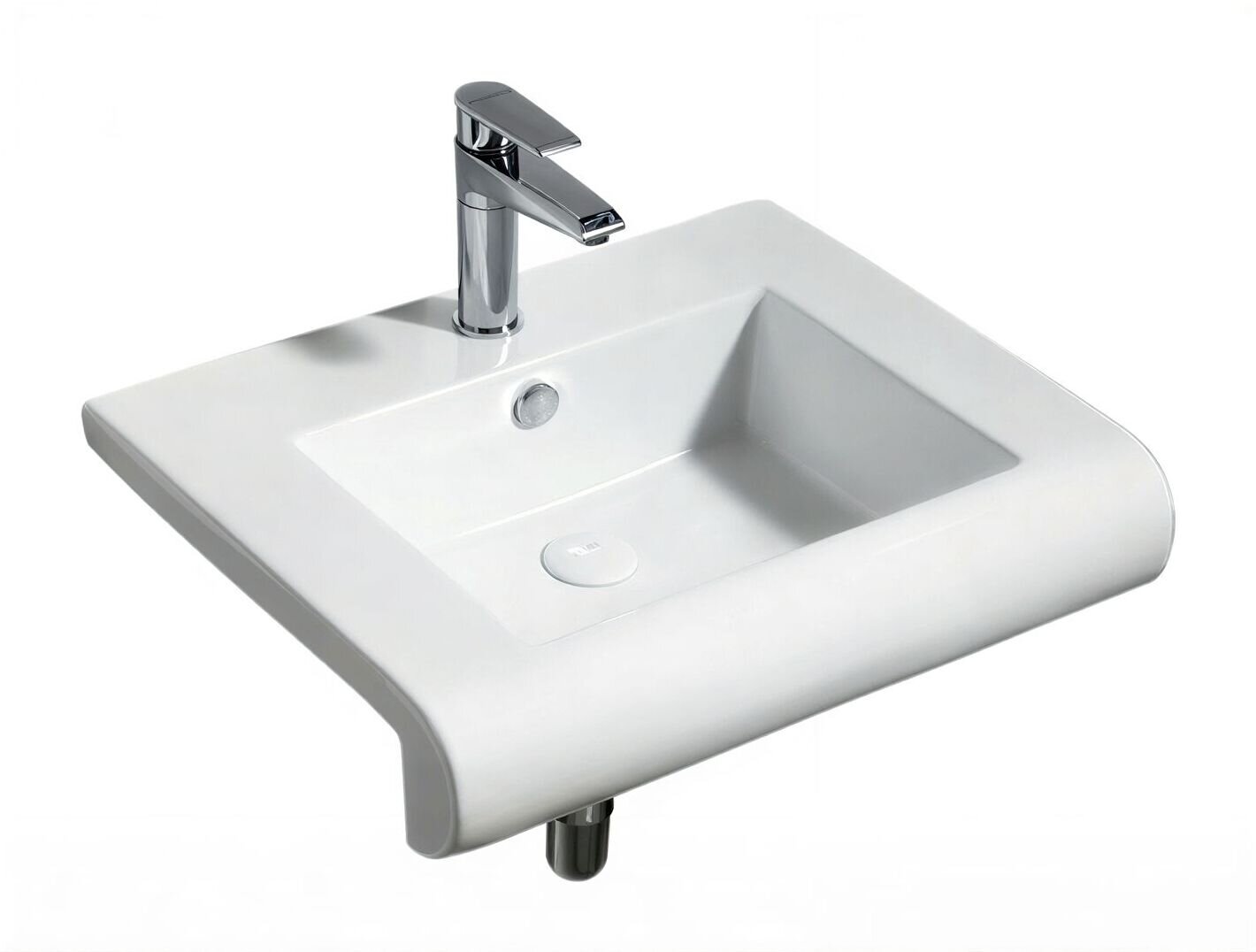 Изображение товара Раковина Azario 60.5 см подвесная, с переливом, 1 отверстие, белый, AZ-40032-605