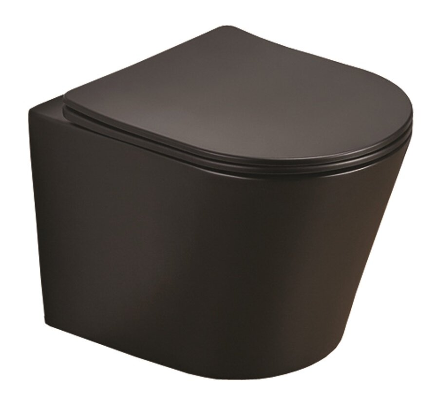 Изображение товара Подвесной безободковый унитаз Azario Teramo AZ-053E-R-MBSP черный матовый с микролифтом