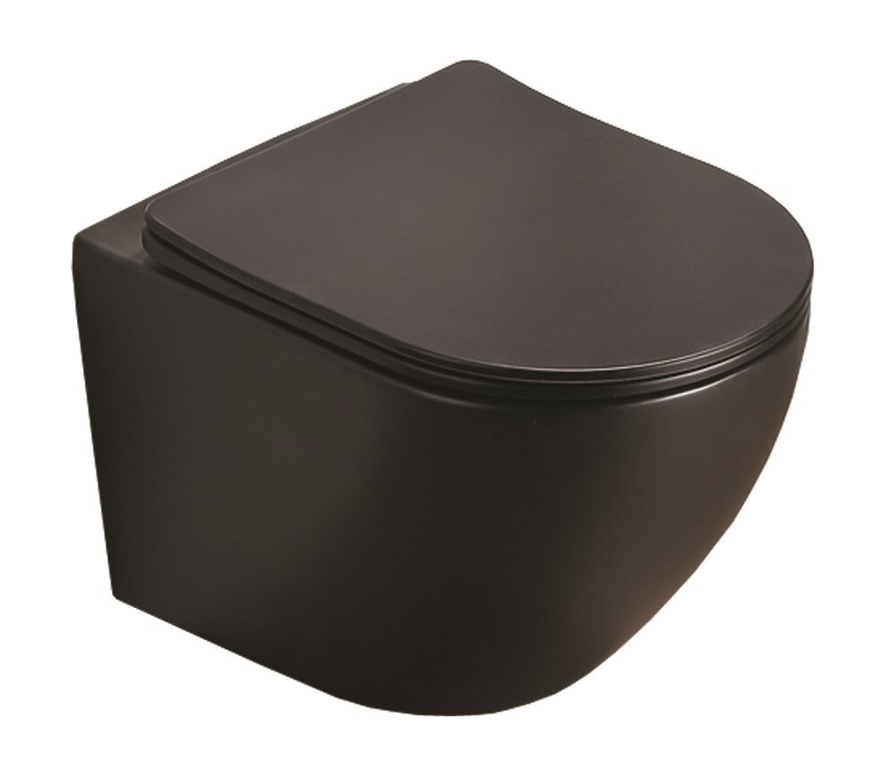 Изображение товара Подвесной безободковый унитаз Azario Grado AZ-0046-MBSP черный матовый