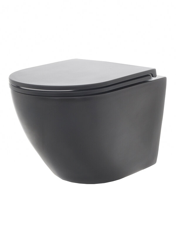 Изображение товара Подвесной безободковый унитаз Aquame AQM2002MB с микролифтом черный матовый