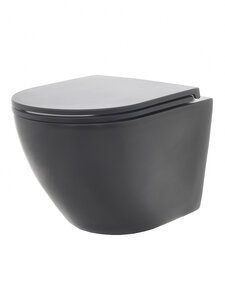 Изображение товара Унитаз подвесной Aquame, безободковый, сиденье с микролифтом, цвет черный матовый, AQM2002MB