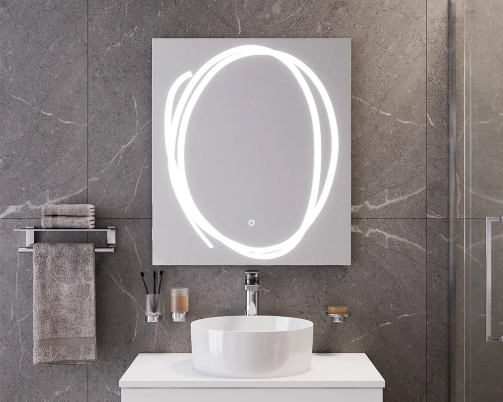 Изображение товара Зеркало BOND 70 x 80 см с LED подсветкой и сенсорным диммером, M05ZE-7080 (отсутствует упаковка) Изображение товара Зеркало BOND 70 x 80 см с LED подсветкой и сенсорным диммером, M05ZE-7080 (отсутствует упаковка)