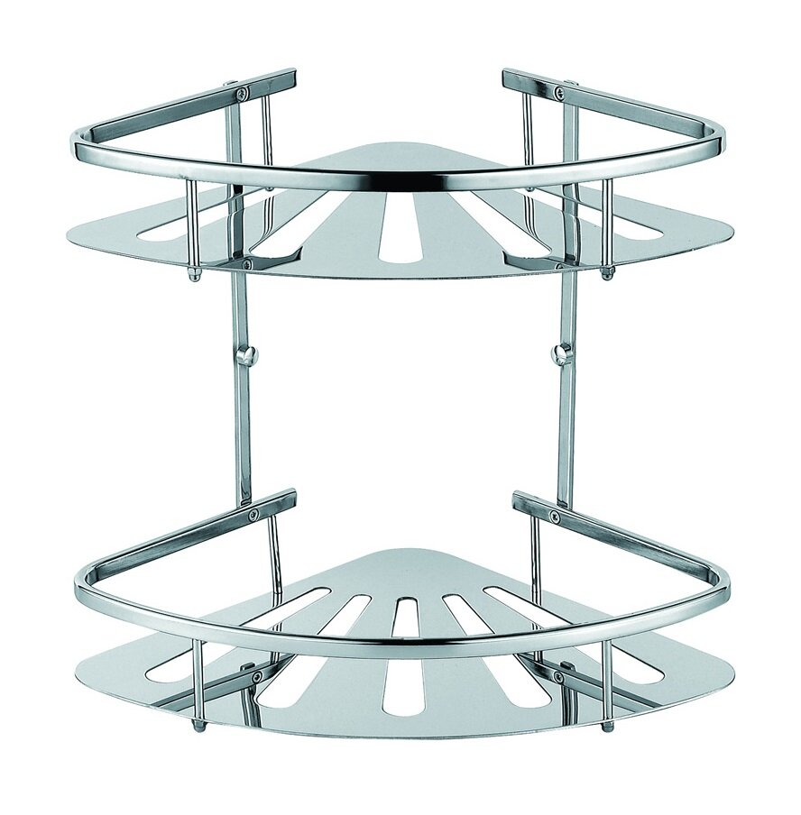 Изображение товара Угловая стальная полка Azario 2 яруса хром для настенной установки