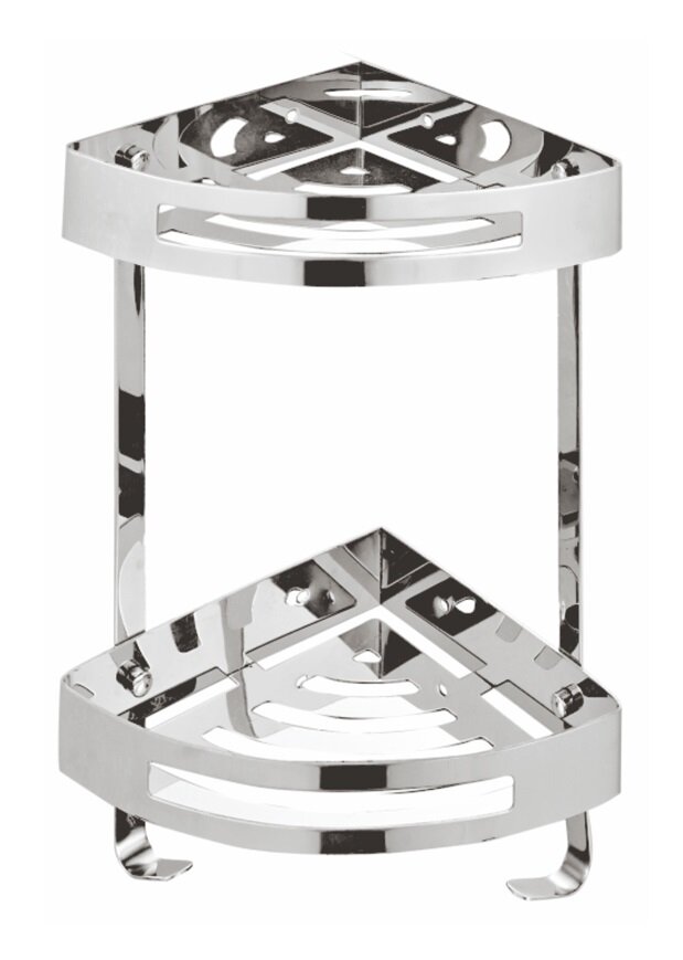 Изображение товара Угловая полка Azario 2 яруса хром нержавеющая сталь 30x21.5x38.6 см