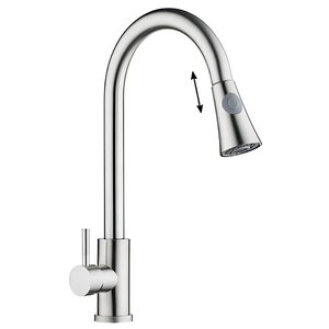 Изображение товара Смеситель Orange Steel M99-120st для кухни, с вытяжным изливом, сталь