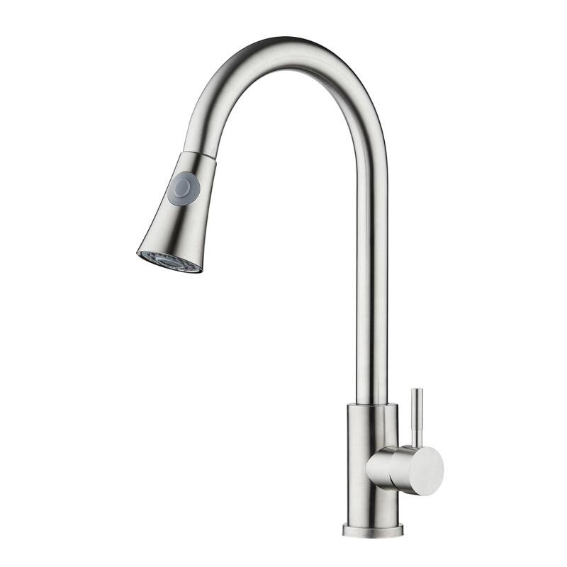 Изображение товара Смеситель Orange Steel M99-120st для кухни с вытяжным изливом, сталь, Германия