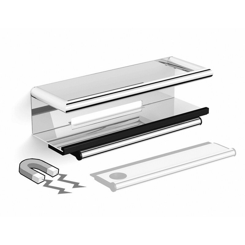 Изображение товара Душевая полка с стеклоочистителем Black&White SN-2351, 30 см, хром