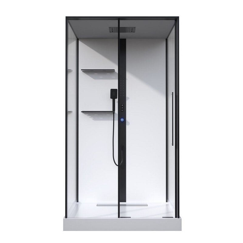 Изображение товара Душевая кабина Black&White Galaxy G8037, 80 x 110 см, с гидромассажем, стекла прозрачные, профиль черный матовый, 8037000