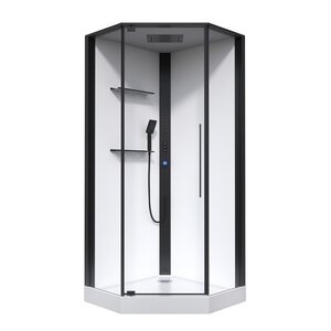 Изображение товара Душевая кабина Black&White Galaxy G8035, 90 x 90 см, с гидромассажем, стекла прозрачные, профиль черный матовый, 8035000