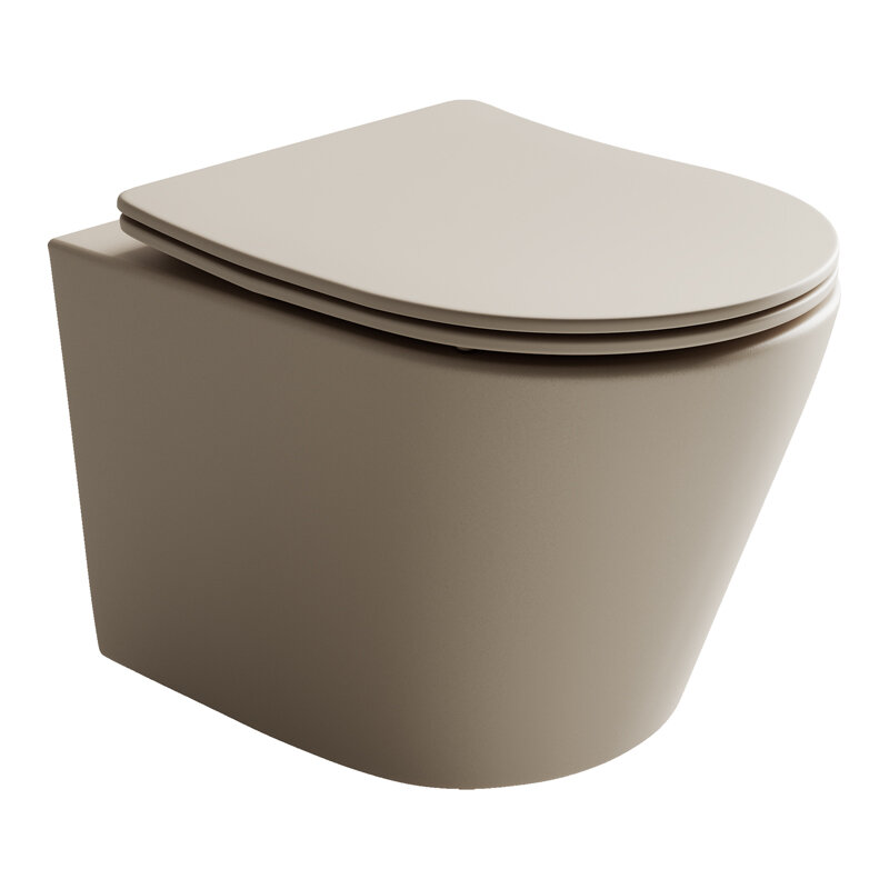 Изображение товара Подвесной унитаз Ceramicanova Balearica CN6000MC Rimless, безободковый, крышка микролифт, капучино матовый, сантехфарфор