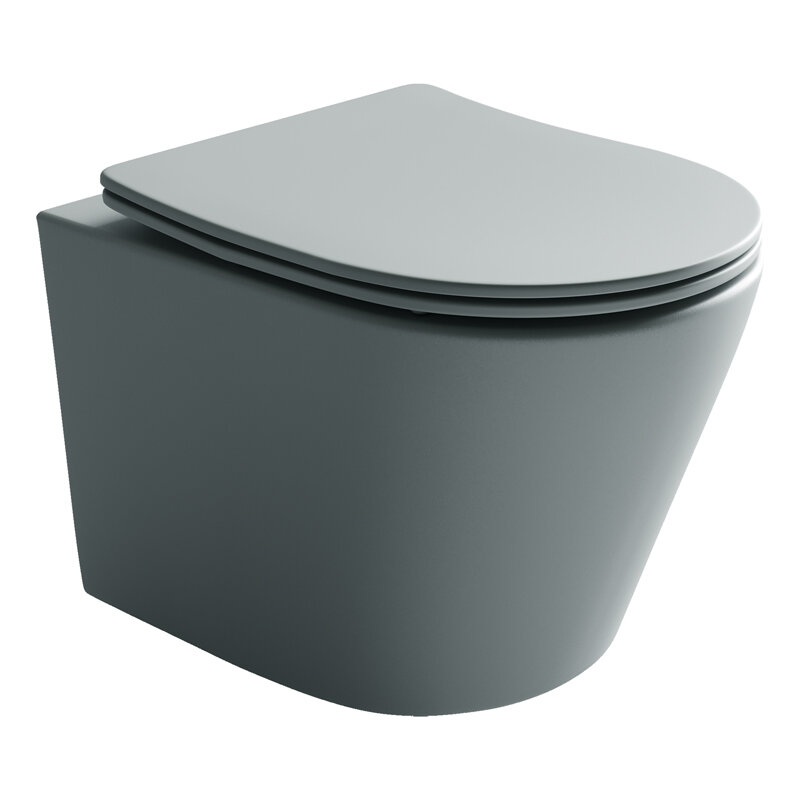 Изображение товара Подвесной унитаз Ceramicanova Balearica CN6000MH Rimless, безободковый, крышка микролифт, антрацит матовый, сантехфарфор