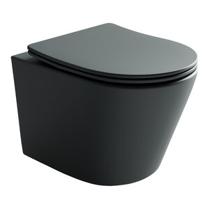 Изображение товара Подвесной унитаз Ceramicanova Balearica CN6000MDH Rimless, безободковый, крышка микролифт, темный антрацит матовый