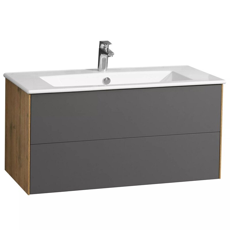 Изображение товара Aquaton Soho 100 см подвесная тумба с раковиной графит софт