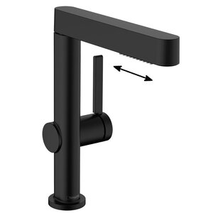 Изображение товара Смеситель для раковины Hansgrohe Finoris, 76063670, с вытяжным изливом и донным клапаном Push-Open, черный матовый
